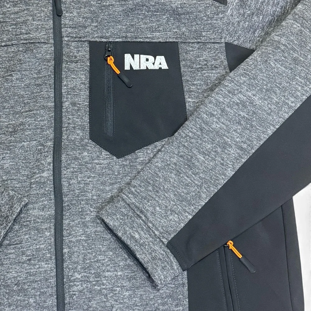 NRA Gray and Black Lined Fleece Zip Jacket Size M - Picture 3 of 6